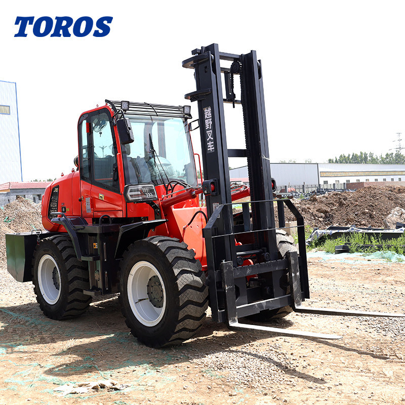 Enclosed Cab Rough Terrain Forklift Outdoor 5000 Lb All Terrain Forklift